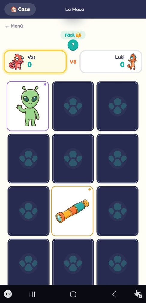 La Mesa de Cuki y Luki, juego de memoria
